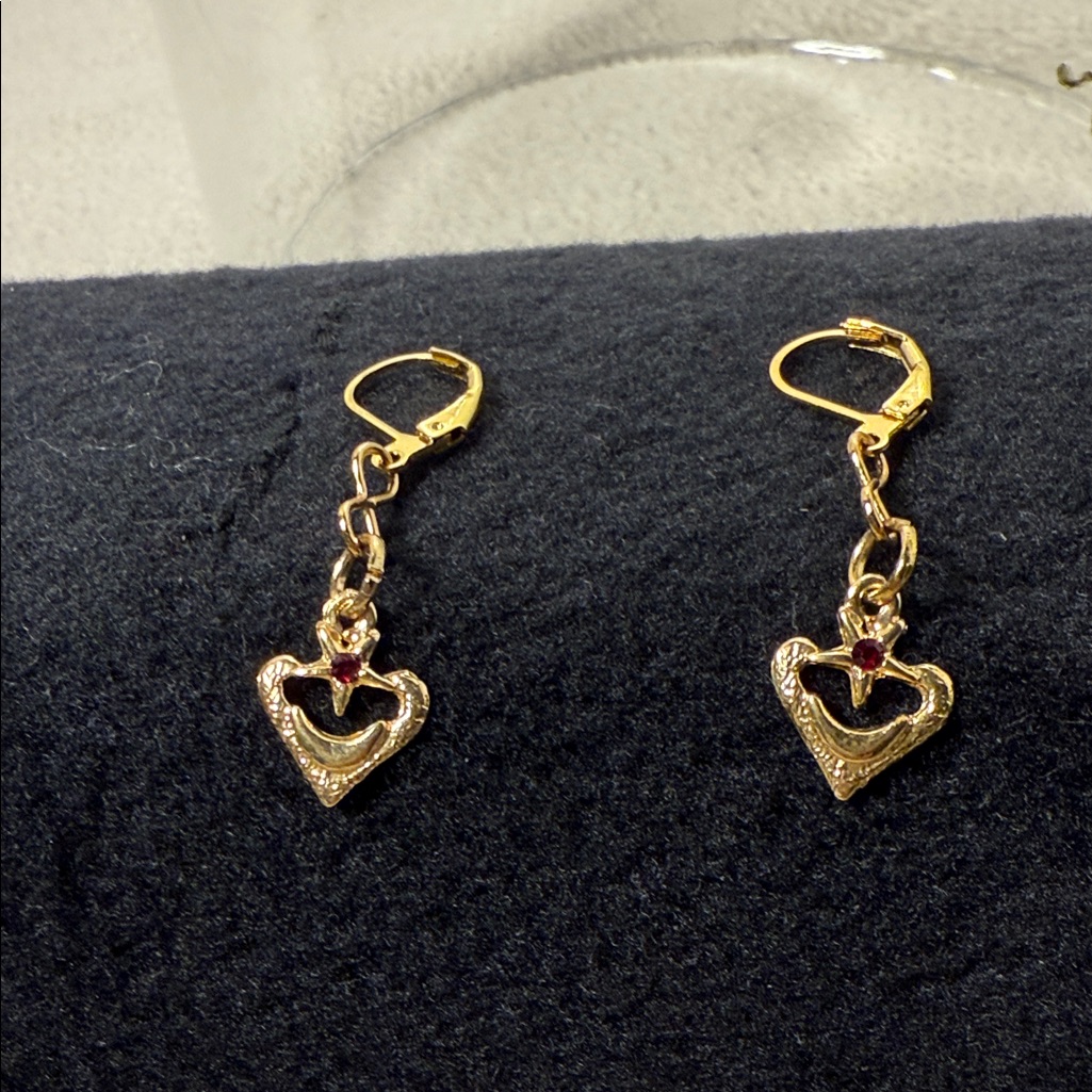 Costa Gold Heart Earrings With Red Accent 25$
